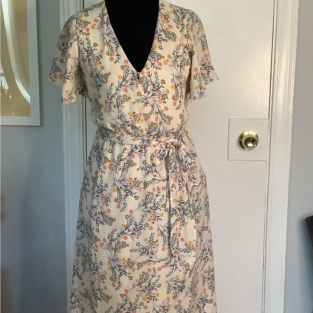 Sienna Sky Blue and Cream Midi Sundress with Flutter Sleeves